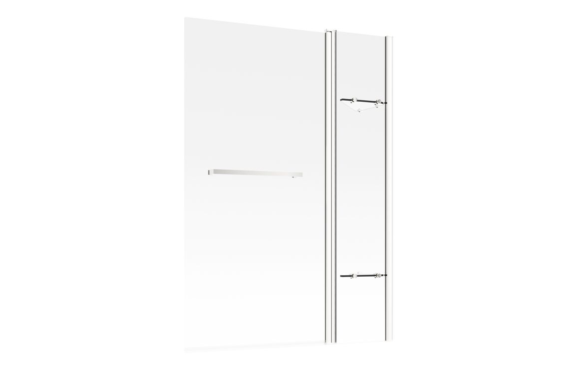 1000x1500mm Two Panel Folding Bath Screen (6mm) - Chrome - Image 2