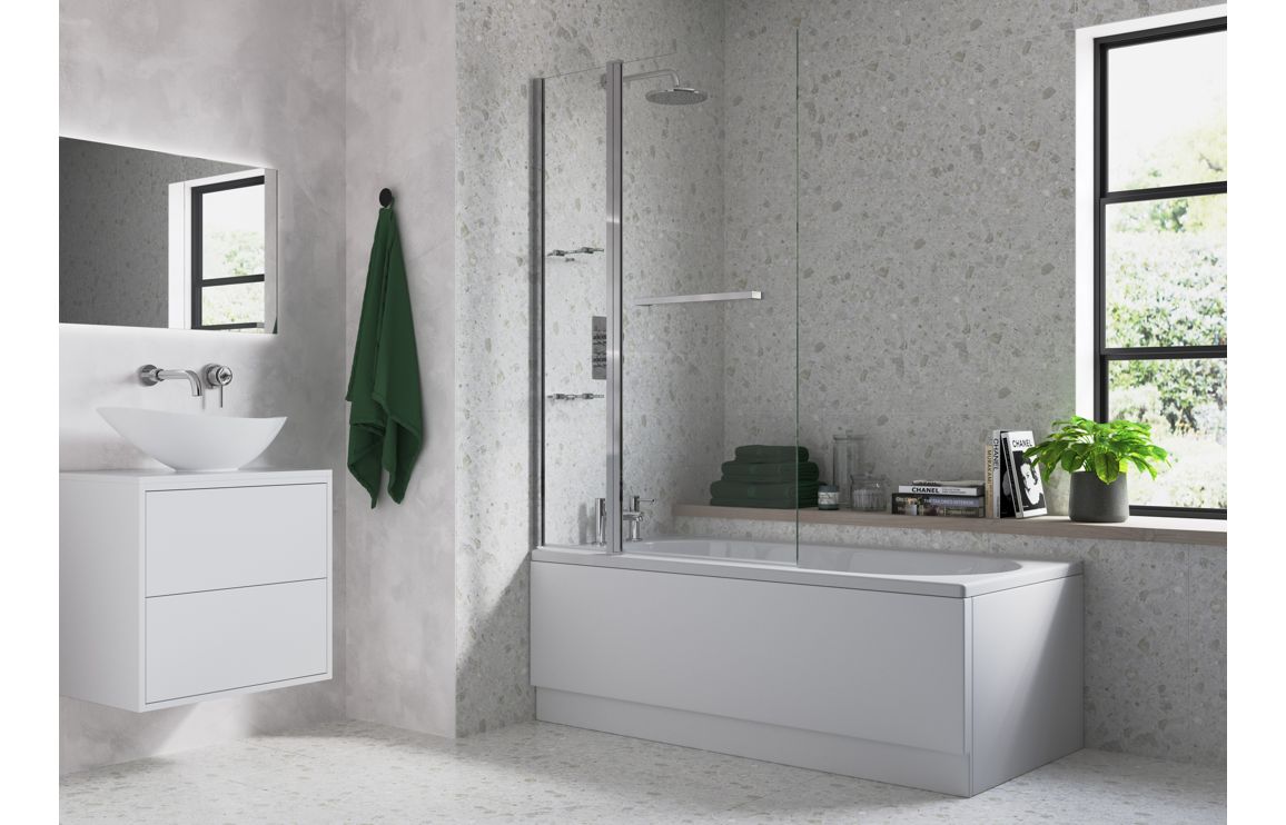 1000x1500mm Two Panel Folding Bath Screen (6mm) - Chrome