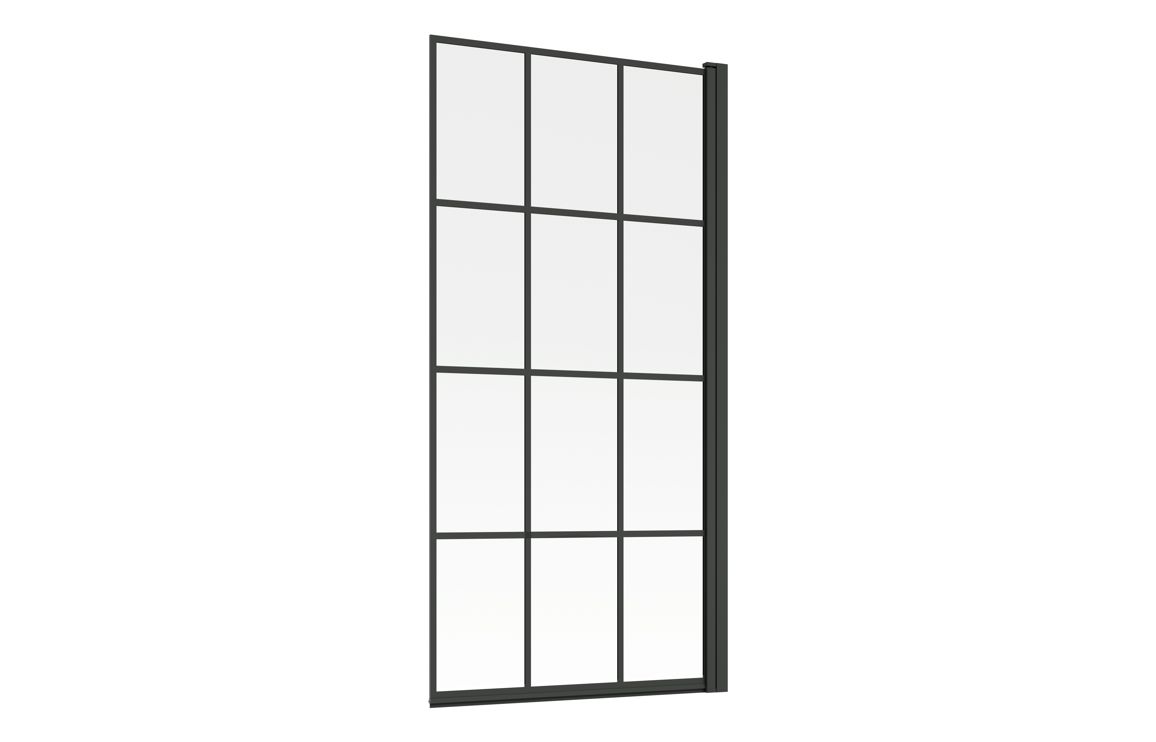 800x1500mm Single Straight Bath Screen (6mm) - Black Framed - Image 2