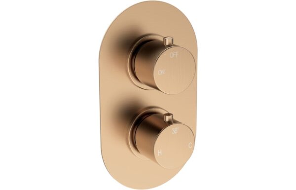 Aquila Thermostatic Single Outlet Twin Shower Valve - Brushed Bronze