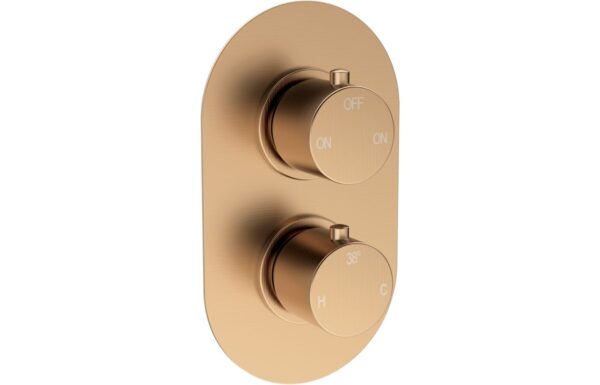 Aquila Thermostatic Two Outlet Twin Shower Valve - Brushed Bronze