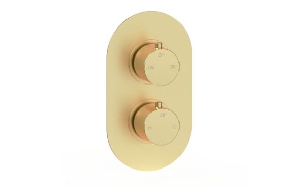 Aquila Thermostatic Two Outlet Twin Shower Valve - Brushed Brass