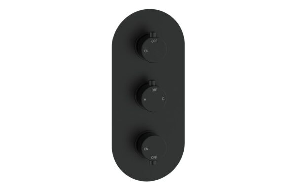 Aquila Thermostatic Two Outlet Triple Shower Valve - Matt Black