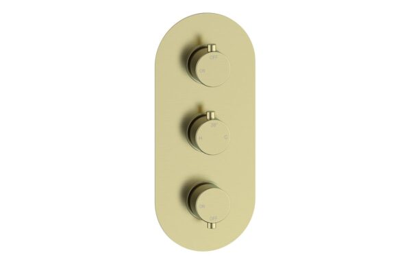 Aquila Thermostatic Two Outlet Triple Shower Valve - Brushed Brass