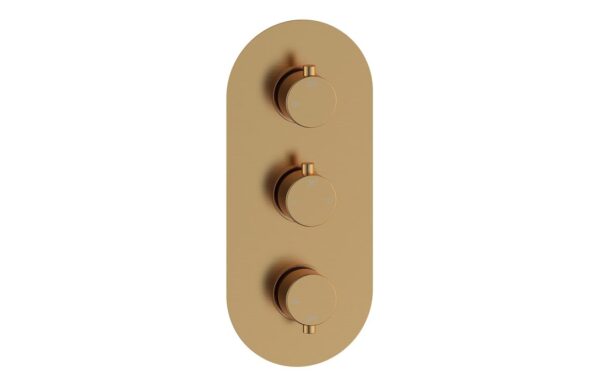 Aquila Thermostatic Two Outlet Triple Shower Valve - Brushed Bronze