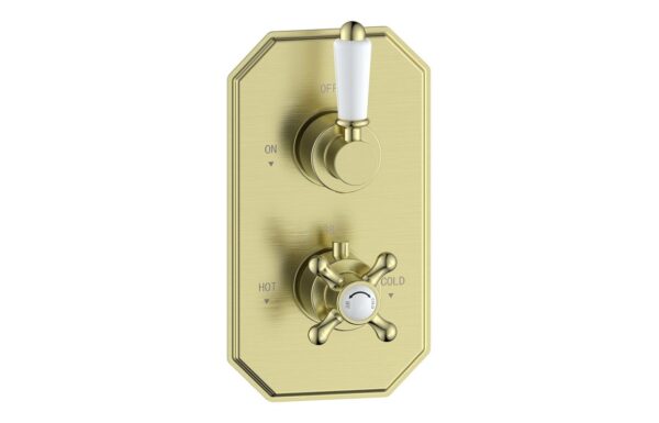 Atlas Traditional Lever Thermostatic Single Outlet Shower Valve - Brushed Brass