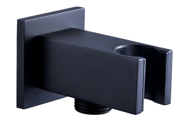 Sagittarius Square Handset Wall Bracket with Wall Outlet - Matt Black