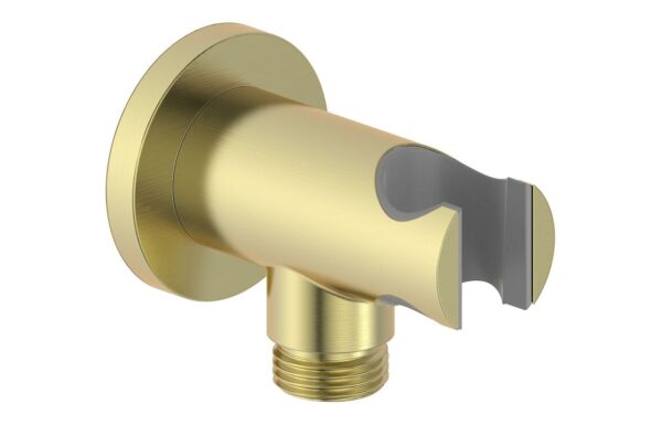 Aquila Round Handset Wall Bracket with Wall Outlet - Brushed Brass
