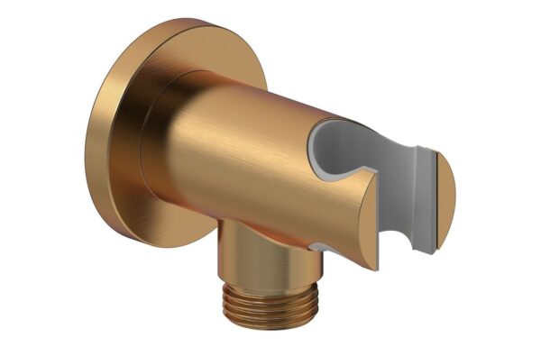 Aquila Round Handset Wall Bracket with Wall Outlet - Brushed Bronze