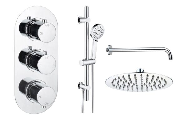 Aquila Round Shower Valve & Kit Pack 3 - Chrome