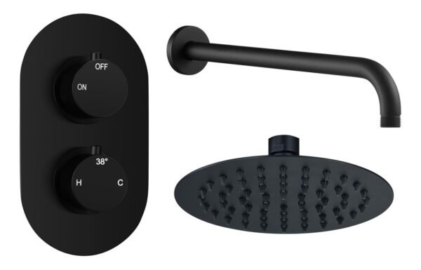 Aquila Round Shower Valve & Kit Pack 1 - Matt Black