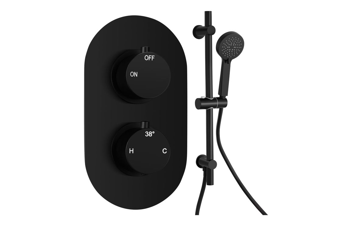 Aquila Round Shower Valve & Kit Pack 2 - Matt Black