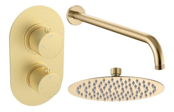 Aquila Round Shower Valve & Kit Pack 1 - Brushed Brass
