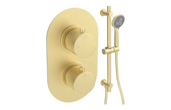 Aquila Round Shower Valve & Kit Pack 2 - Brushed Brass