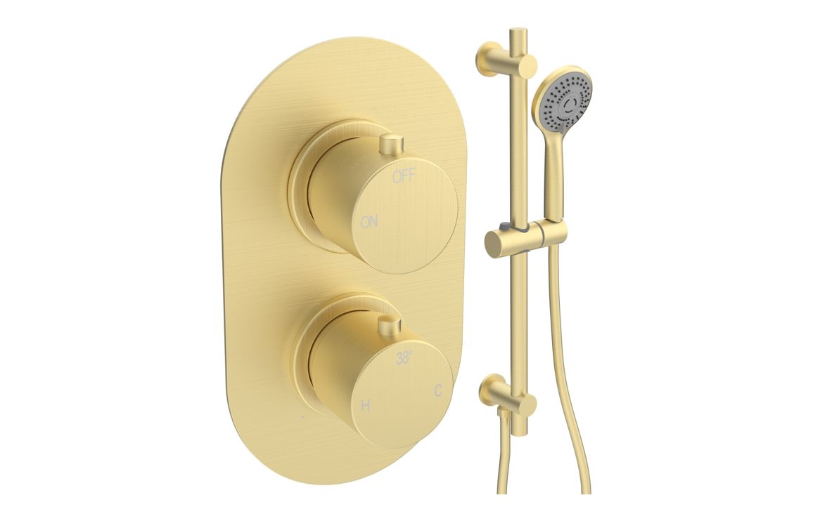 Aquila Round Shower Valve & Kit Pack 2 - Brushed Brass