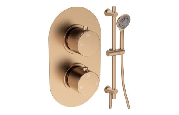 Aquila Round Shower Valve & Kit Pack 2 - Brushed Bronze