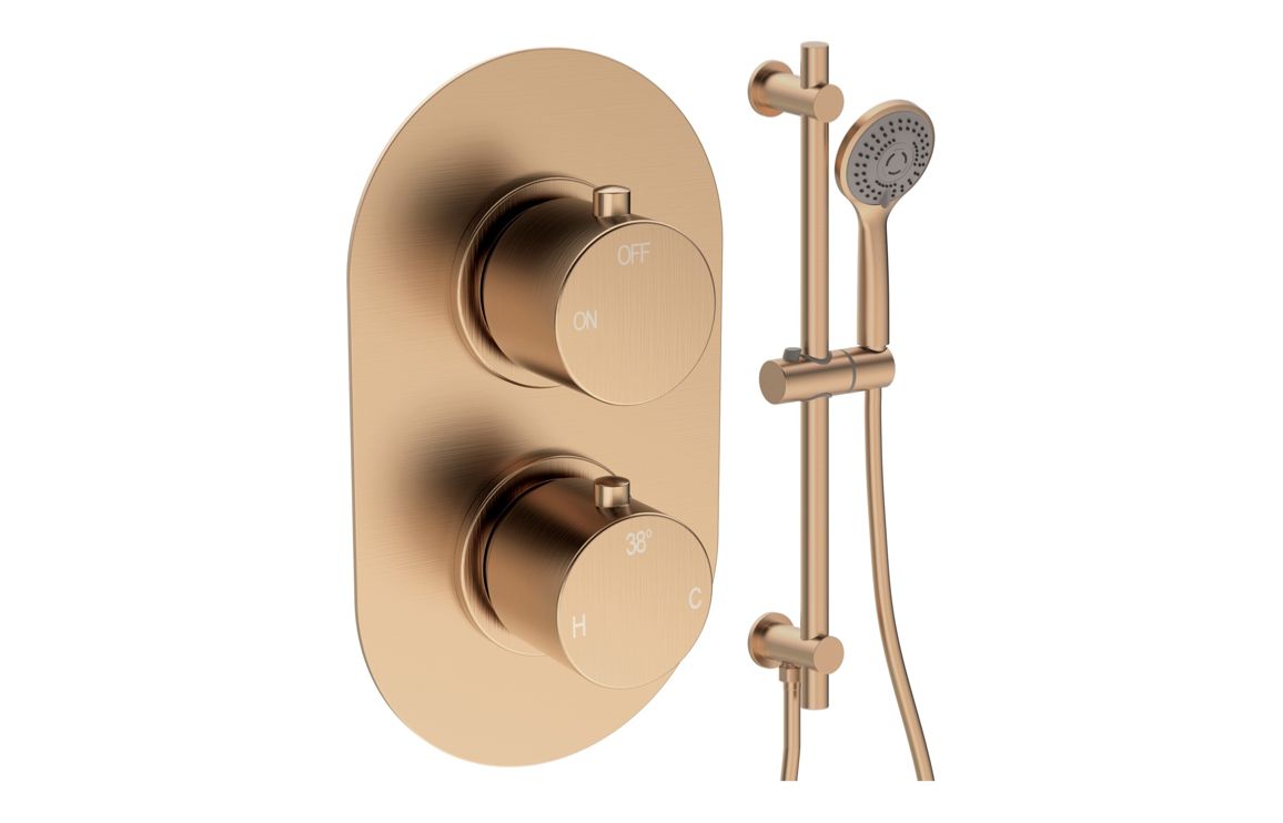 Aquila Round Shower Valve & Kit Pack 2 - Brushed Bronze