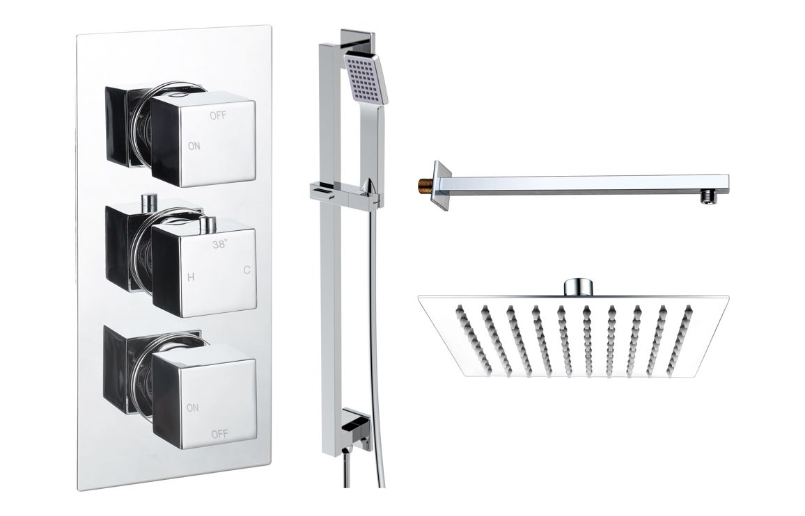 Sagittarius Square Shower Valve & Kit Pack 3 - Chrome