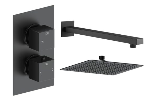 Sagittarius Square Shower Valve & Kit Pack 1 - Matt Black
