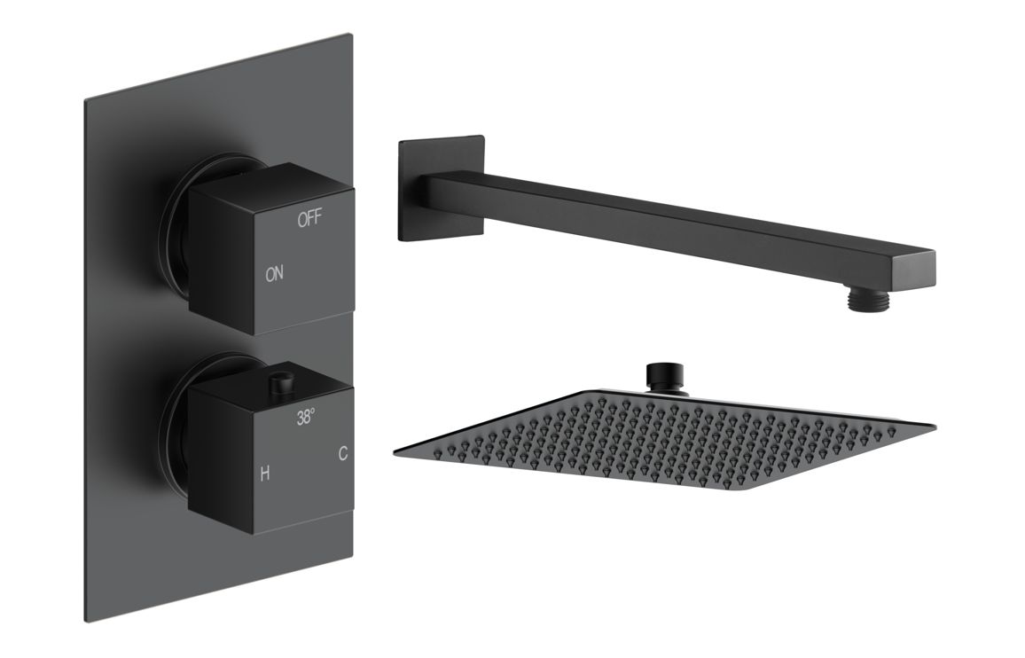 Sagittarius Square Shower Valve & Kit Pack 1 - Matt Black