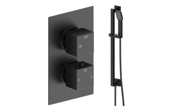 Sagittarius Square Shower Valve & Kit Pack 2 - Matt Black