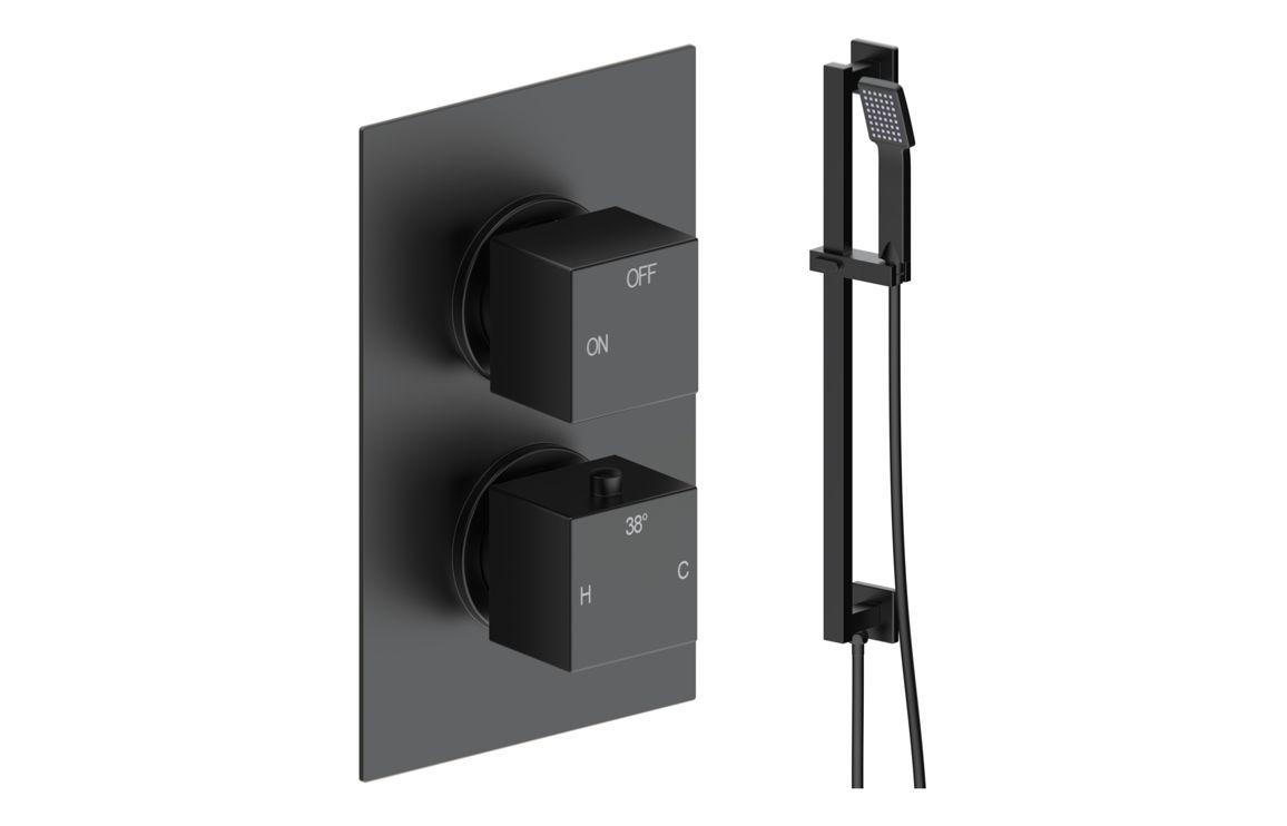 Sagittarius Square Shower Valve & Kit Pack 2 - Matt Black