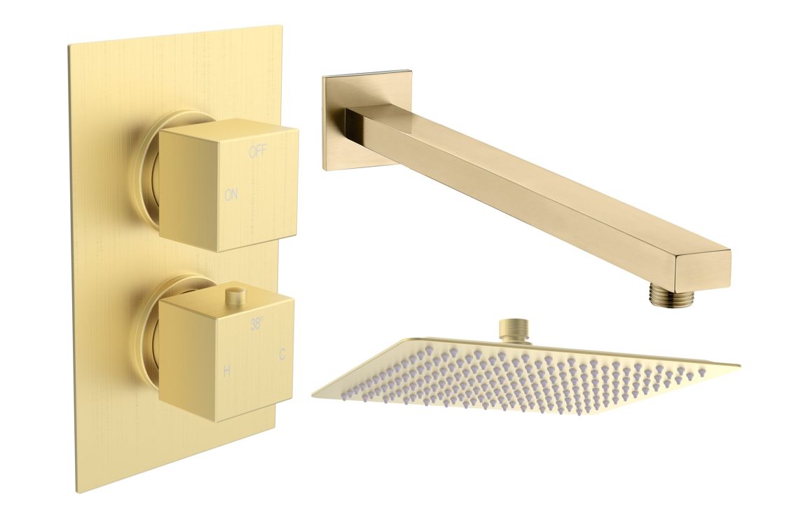 Sagittarius Square Shower Valve & Kit Pack 1 - Brushed Brass