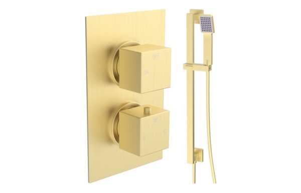 Sagittarius Square Shower Valve & Kit Pack 2 - Brushed Brass