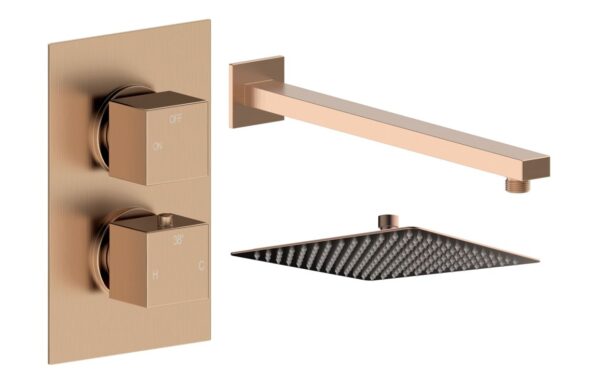 Sagittarius Square Shower Valve & Kit Pack 1 - Brushed Bronze