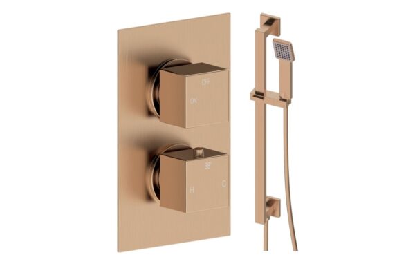 Sagittarius Square Shower Valve & Kit Pack 2 - Brushed Bronze