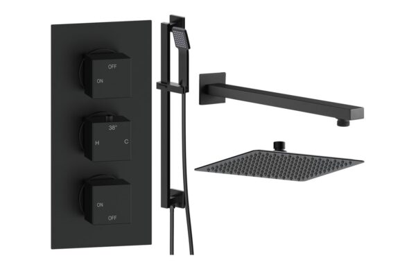 Sagittarius Square Shower Valve & Kit Pack 3 - Matt Black