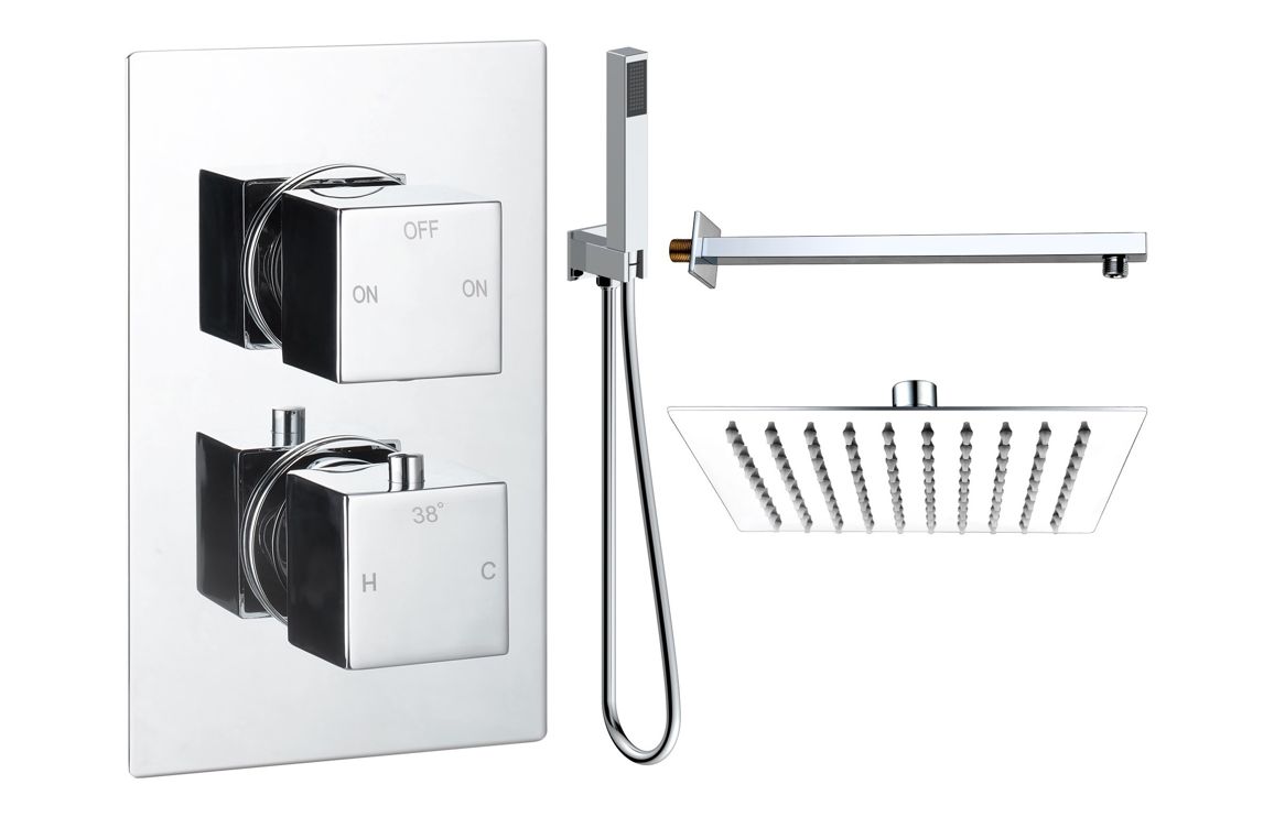 Sagittarius Square Shower Valve & Kit Pack 4 - Chrome