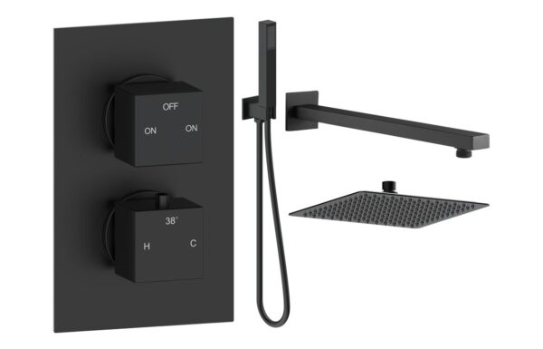 Sagittarius Square Shower Valve & Kit Pack 4 - Matt Black