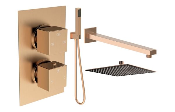 Sagittarius Square Shower Valve & Kit Pack 4 - Brushed Bronze