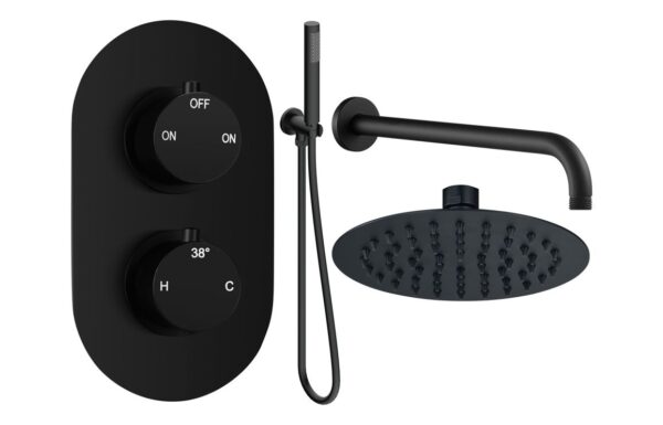 Aquila Round Shower Valve & Kit Pack 4 - Matt Black