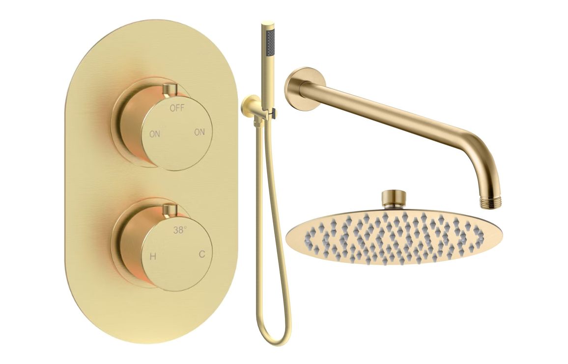 Aquila Round Shower Valve & Kit Pack 4 - Brushed Brass