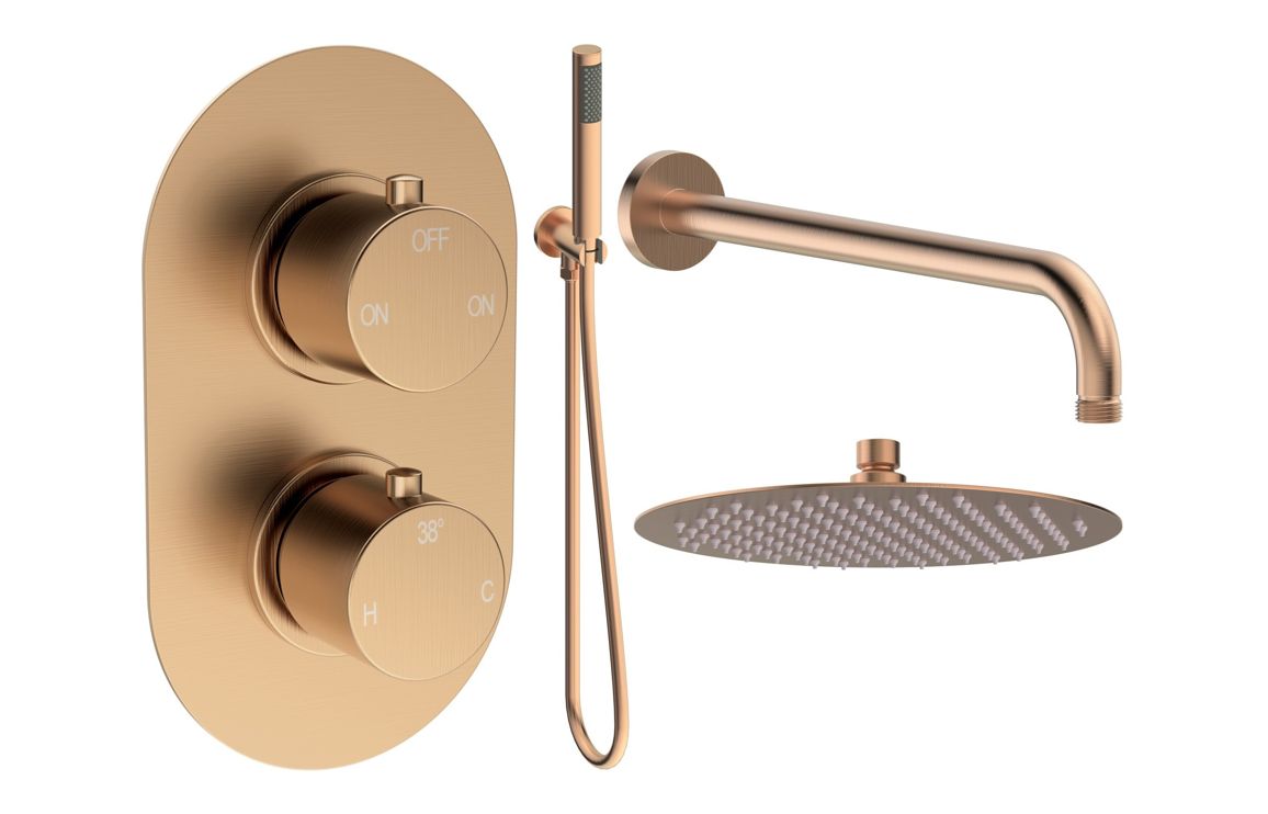 Aquila Round Shower Valve & Kit Pack 4 - Brushed Bronze