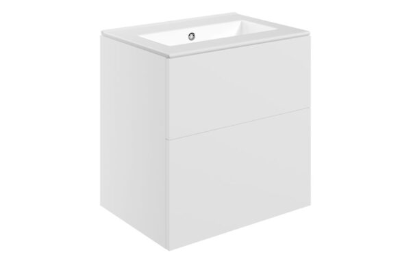 Oregon 610mm Wall Hung 2 Drawer Basin Unit & 0TH Basin - Matt White