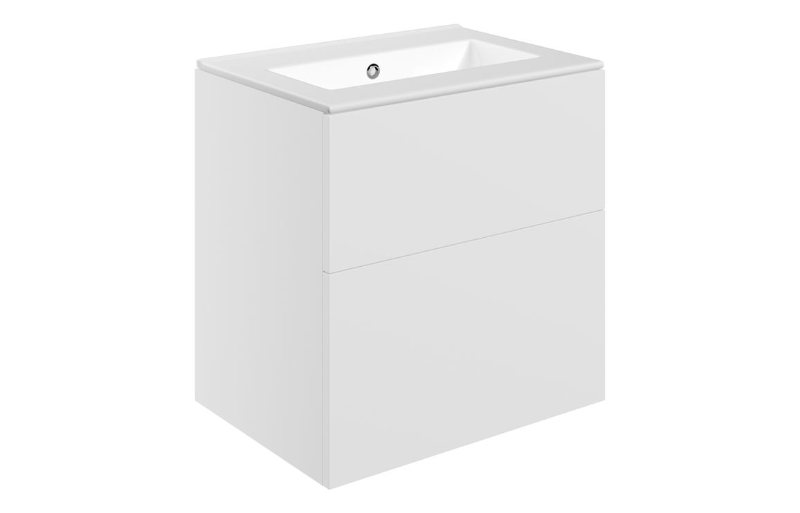 Oregon 610mm Wall Hung 2 Drawer Basin Unit & 0TH Basin - Matt White