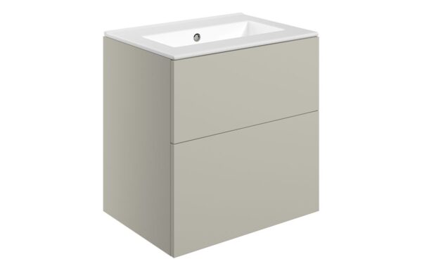 Oregon 610mm Wall Hung 2 Drawer Basin Unit & 0TH Basin - Matt Latte
