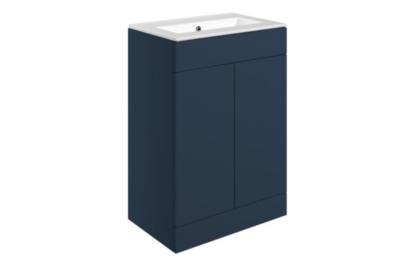 Oregon 610mm Floor Standing 2 Door Basin Unit & 0TH Basin - Matt Deep Blue