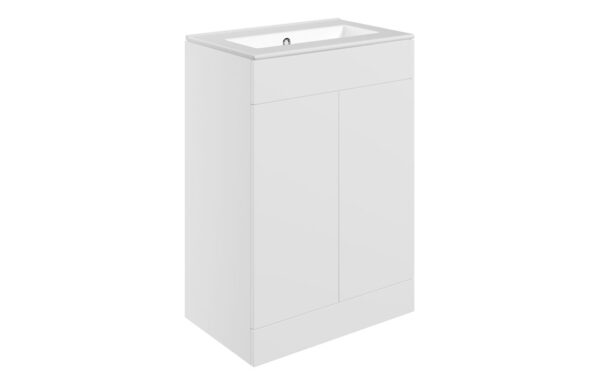 Oregon 610mm Floor Standing 2 Door Basin Unit & 0TH Basin - Matt White