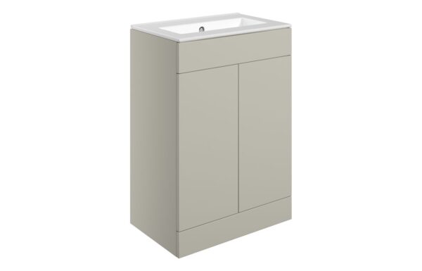 Oregon 610mm Floor Standing 2 Door Basin Unit & 0TH Basin - Matt Latte