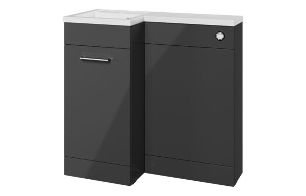 Vermont 900mm F/S L-Shape Pack & Basin (LH) - Anthracite Gloss