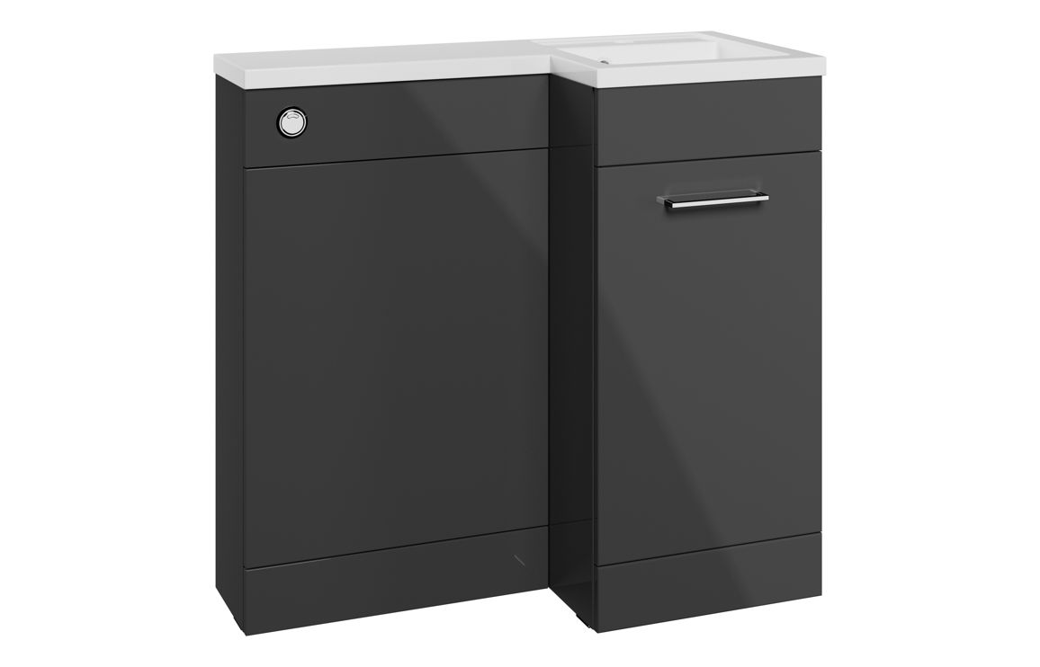 Vermont 900mm F/S L-Shape Pack & Basin (RH) - Anthracite Gloss
