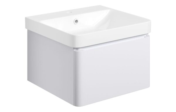 Kansas 500mm Wall Hung 1 Drawer Basin Unit & Basin - Matt White