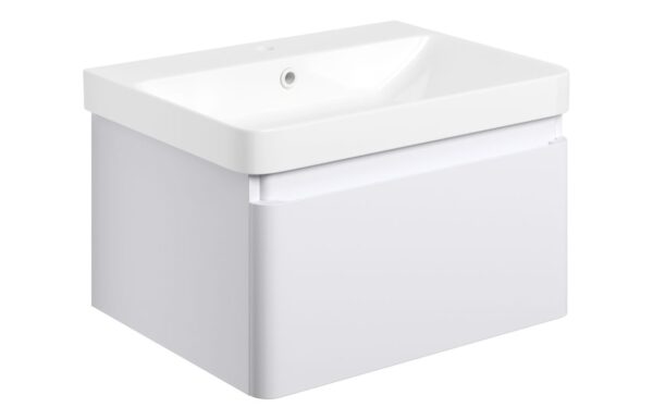 Kansas 605mm Wall Hung 1 Drawer Basin Unit & Basin - Matt White