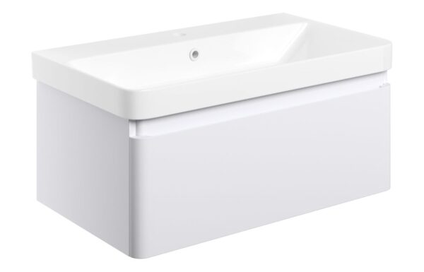 Kansas 805mm Wall Hung 1 Drawer Basin Unit & Basin - Matt White