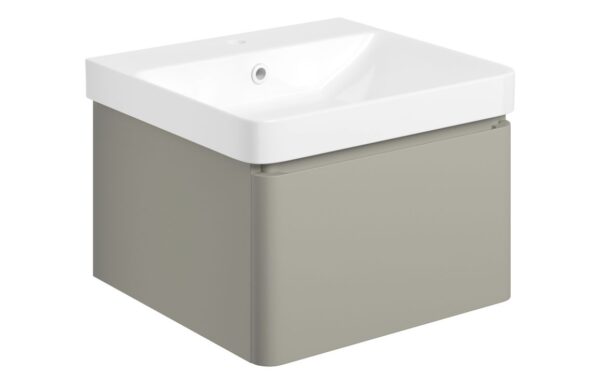 Kansas 500mm Wall Hung 1 Drawer Basin Unit & Basin - Matt Latte