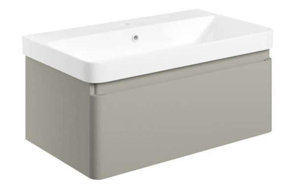 Kansas 805mm Wall Hung 1 Drawer Basin Unit & Basin - Matt Latte